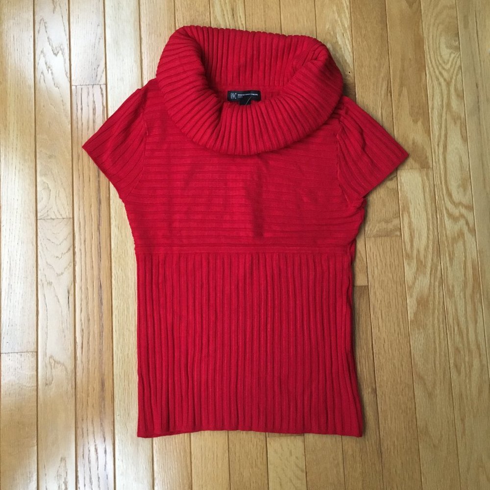 NWT INC International Concepts Red Cowl Neck Short Sleeve Blouse Size MP - Picture 2 of 6